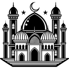 Set Of Mosque icon vector silhouette 