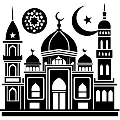 Set Of Mosque icon vector silhouette 