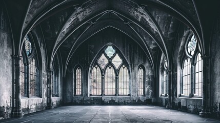 Fototapeta premium Intriguing Gothic Architectural Patterns in Moody Dark Light - Stunning CGI Image