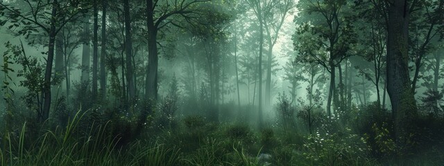 Mystical Foggy Forest