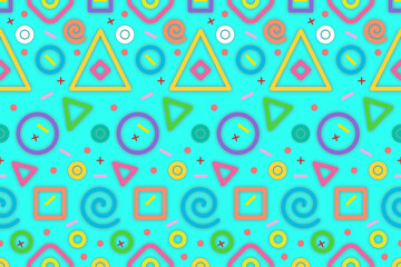 Trendy abstract light blue background geometric seamless pattern. Memphis style.