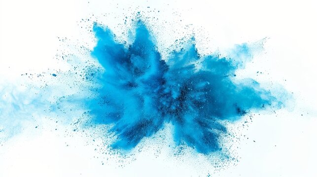 A blue explosion of powdery dust is in the air