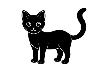 create a cute cat silhouette vector style illustration