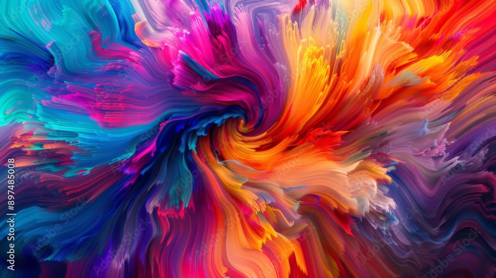 Poster vibrant swirling abstract background with dynamic energy and movement, blending lively shapes to cre
