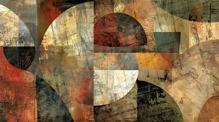 Cubism-Inspired Abstract Blocks in Muted Earth Tones - Unique 3D Artwork