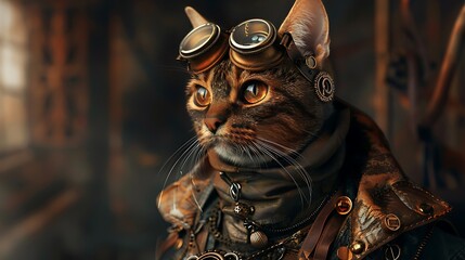 Steampunk Cat Portrait