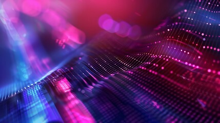 Futuristic digital wave with glowing dots and lines on an abstract technology background