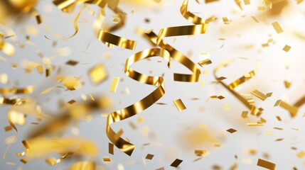 A gold stream of confetti is falling from the sky