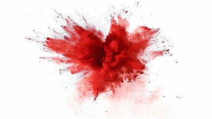 A red explosion of powdery dust is depicted in the image