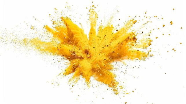 A yellow powdery substance is scattered across a white background