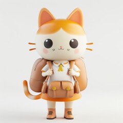 school,3D design,cute,c4d, Oc renderer,White background 