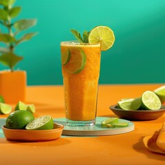 Refreshing Mexican Agua Fresca with Lime and Mint Garnish on Isolated Background