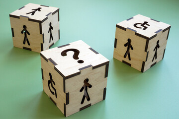 Inclusive onboarding strategy. Cubes with figures.