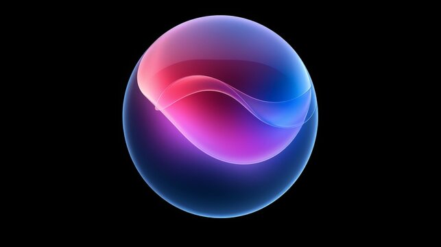 Vibrant neon pink and blue waves on abstract sphere, evoking a feeling of dynamism and motion