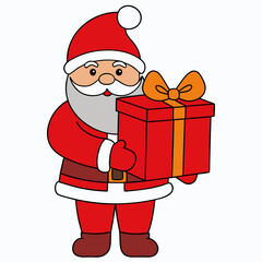 Santa Claus vector illustration with red bag of presents on white background Perfect for holiday décor and festive projects