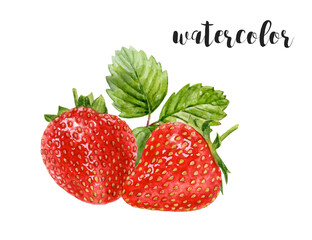 Watercolor illustration of ripe strawberries, fresh and vibrant with artistic details
