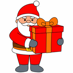 Santa Claus vector illustration with red bag of presents on white background Perfect for holiday décor and festive projects