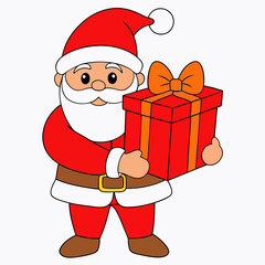 Santa Claus vector illustration with red bag of presents on white background Perfect for holiday décor and festive projects