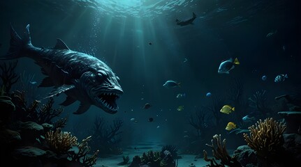 Fototapeta premium Cheilinus undulatus, maori wrasse humphead fish in australia