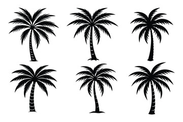 Minimalist Summer Vibes Palm Tree Vector Art Bundle - 6 Designs on White Background.