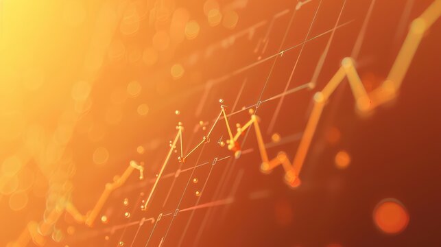 Elegant line graph on light orange background, steady upward trend, market growth depiction, simple design