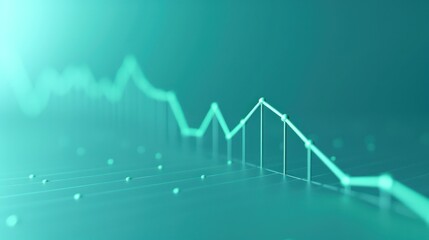 Elegant line graph on mint green background, rising steadily, market growth signal, minimalist style