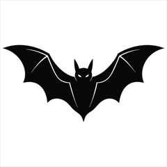 Bat in flight silhouette vector illustration on white background 