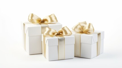 Obraz premium festive white gift boxes with insulated ribbon on the white background 