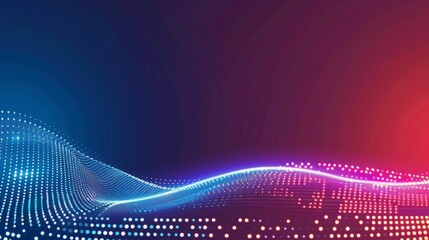 Glowing particles forming a wave on a gradient abstract background