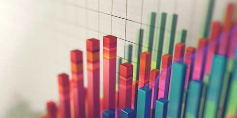 Obraz premium Financial bar graph with a notable spike, showcasing a significant rise in stock values, on a white background.