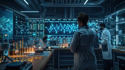 Cutting-Edge Biotechnology Lab with Genetic Engineering Tools and Digital Interfaces for High-Resolution Data Analysis