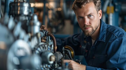 Marine engineer designing propulsion systems for ships, Engineer, maritimefocused and innovative