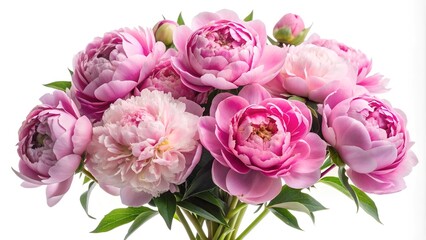 Fototapeta premium A Bouquet of Delicate Pink Peonies with Green Foliage