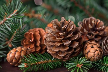 Fototapeta premium Pine Cones and Needles background