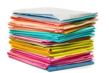 stack of colorful office paper and documents