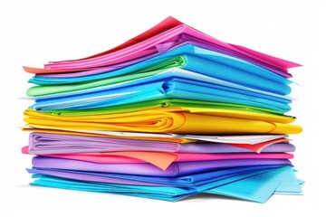 stack of colorful office paper and documents
