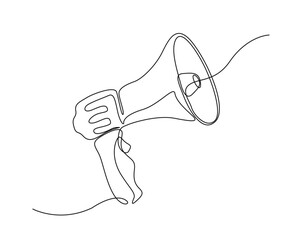 Megaphone single line vector illustration. Continuous line drawing of megaphone speaker.