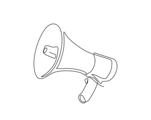 Megaphone single line vector illustration. Continuous line drawing of megaphone speaker.