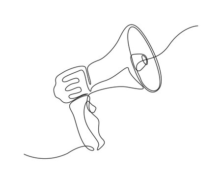 recommend clip art: Megaphone single line vector illustration. Continuous line drawing of megaphone speaker.
