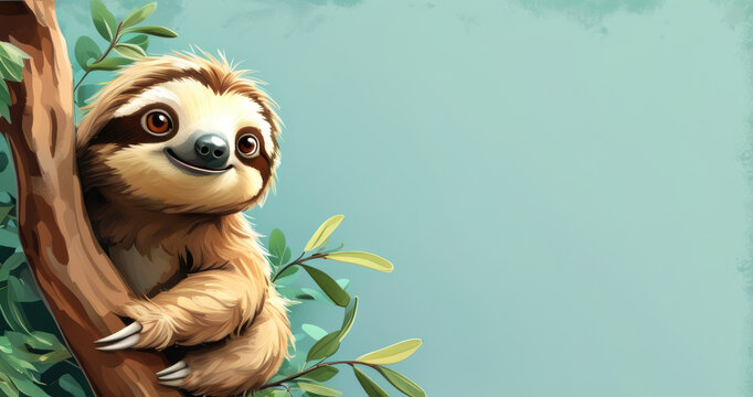 Cute cartoon sloth