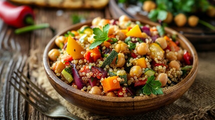 Healthy Quinoa and Chickpea Salad with Vegetables