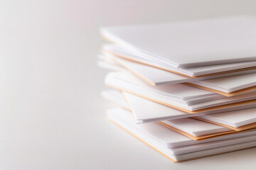 Isolated paper stack on white background selective focus, paper, dynamic, overlay, desk backdrop