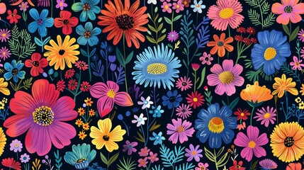 floral doodle pattern, doodle illustration pattern with bold floral motifs for a striking and energizing touch to enhance any creative project