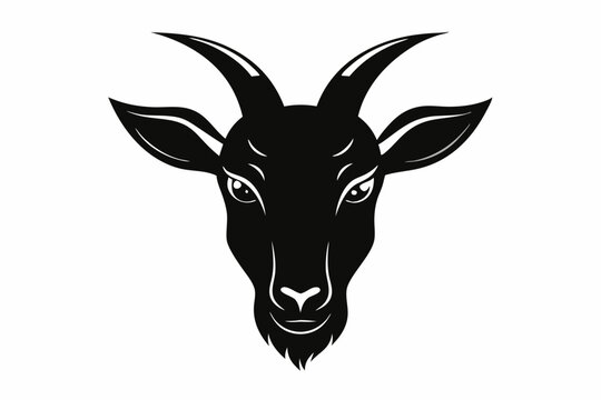 recommend clip art: Goat silhouette. Goat black icon on white background, Goat Head Vector Design vector.