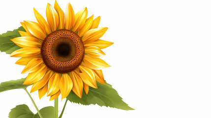 Obraz premium Bright yellow sunflower in full bloom isolated on a white background.