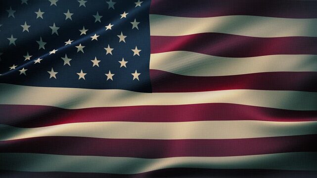 USA flag fluttering close up in the wind