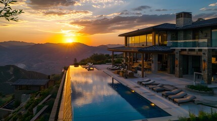 Luxury Villa with Infinity Pool and Breathtaking Mountain Sunset