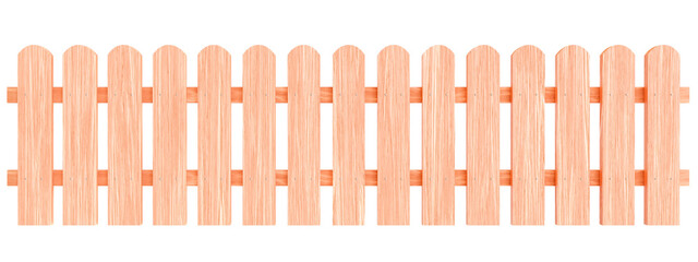 Wooden fence. Farm wood wall yard isolated on white background , 3D rendering