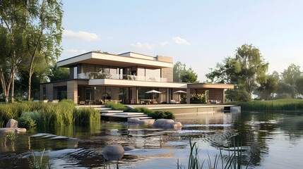 Obraz premium Modern Luxury Home on a Lake