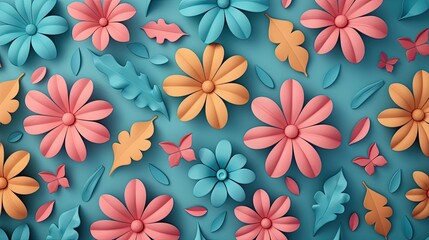 Obraz premium Abstract 3D flower pattern with bright, vivid colors